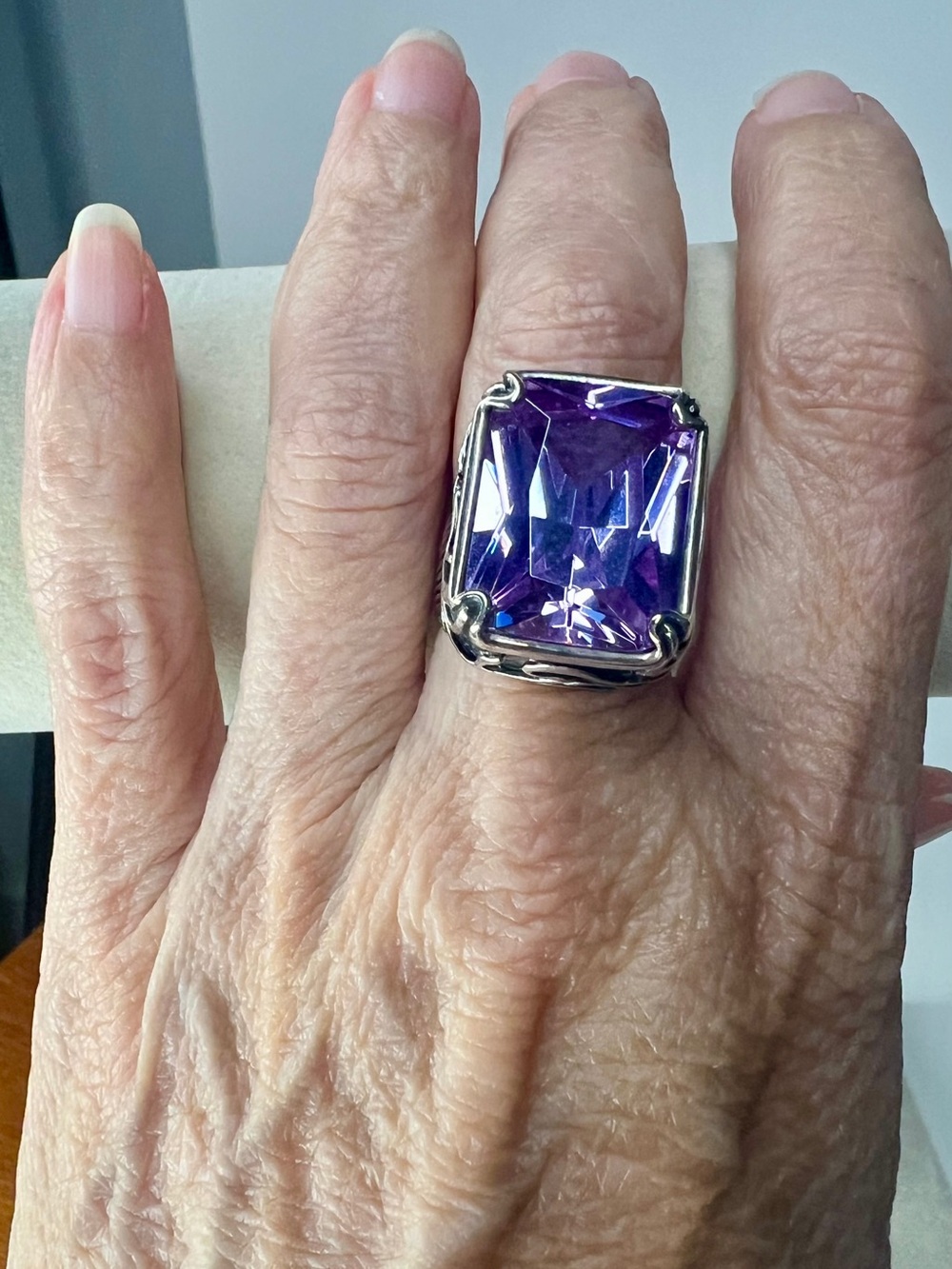Silver Ring with Purple Gemstone - Picture 7 of 9